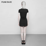 Women Minimalist Black Slim-Fitting Punk Dress With Love Pendant Zippers