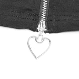 Women Minimalist Black Slim-Fitting Punk Dress With Love Pendant Zippers