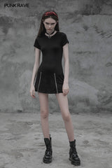 Women Minimalist Black Slim-Fitting Punk Dress With Love Pendant Zippers