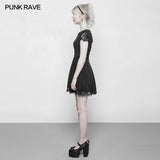 Women's Hollow Out Lace Stitching V-collar Gothic Dress