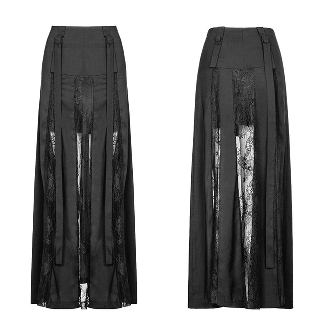 Sexy Long Chiffon Lace Split Gothic Skirt For Women
