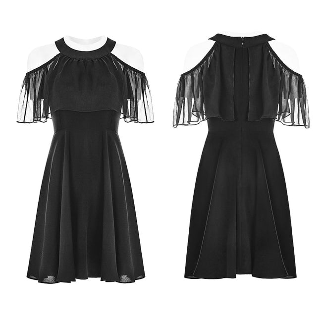 Gothic Elegant Black Chiffon Silk Dress For Women