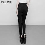 Women's High Waist Zipper Opening Fork Punk Jeans Denim Pants