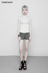 Women's Minimalist Punk Top Sexy Slim Strap Vest Sleeveless T-shirt