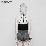 Women's Minimalist Punk Top Sexy Slim Strap Vest Sleeveless T-shirt