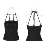 Women's Minimalist Punk Top Sexy Slim Strap Vest Sleeveless T-shirt
