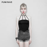 Women's Minimalist Punk Top Sexy Slim Strap Vest Sleeveless T-shirt