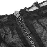 Soft Lace Imitate Silk Wrinkled Stitching Off Shoulder Tops Gothic T-shirt For Women