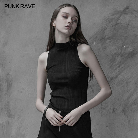Womens Sexy Cross Thin Roping Ice Silk Knitted Punk Vest