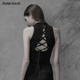 Womens Sexy Cross Thin Roping Ice Silk Knitted Punk Vest