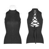 Womens Sexy Cross Thin Roping Ice Silk Knitted Punk Vest