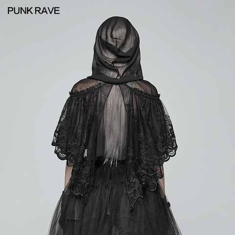 Lolita Transparent Lace Small Cloak With Hood
