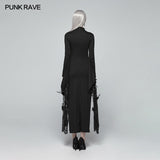Sexy Gothic Drawstring Opening Fork Kimono Sleeve Maxi Dress