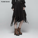 Vintage Steam Punk Asymmetric Lace Half Skirt