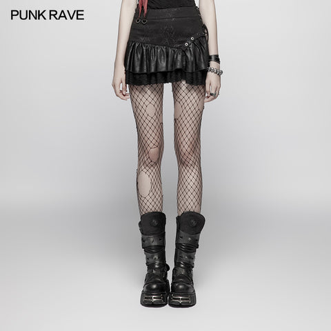 Lovely Steamy Ruffled Punk Miniskirt