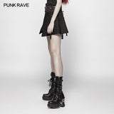 Black Twill Weave Punk Girdle Half Skirt