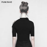 Punk Strapless Imitate Ice Silk T-shirt