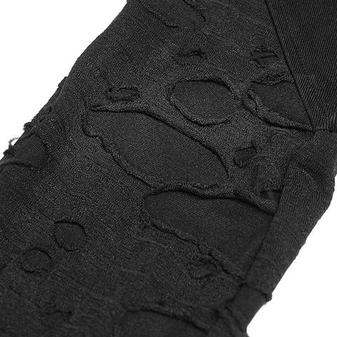 Punk Elastic Stitching Trousers With Broken Hole