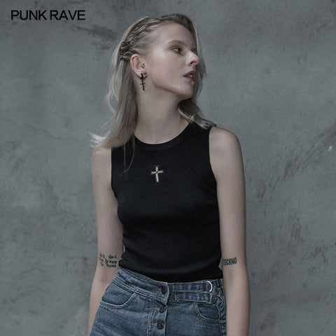 Cross Hollow Punk Knitted Vest