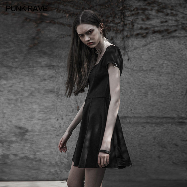 Punk Rave Square Collar Short Sleeve Knitted Dress