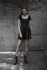 Punk Rave Square Collar Short Sleeve Knitted Dress