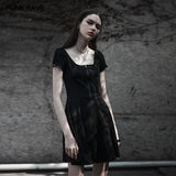 Punk Rave Square Collar Short Sleeve Knitted Dress