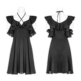 Punk Double Lotus Leaf Edge Bandage Dress