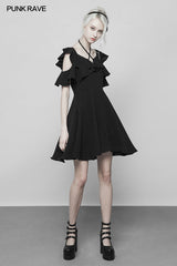 Punk Double Lotus Leaf Edge Bandage Dress