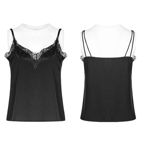 Sexy Casual Double Straps Lace Loose Vest