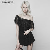 Sexy Gothic Two Wear Off Shoulder Strap Lace Shirt