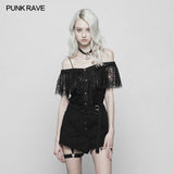 Sexy Gothic Two Wear Off Shoulder Strap Lace Shirt