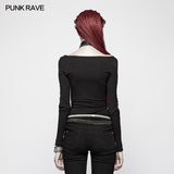 Punk Hollow-out Long Sleeve T-shirt
