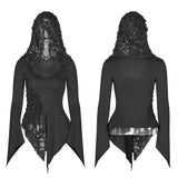Dark Hooded Asymmetric Long Sleeve T-shirt