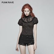 Steampunk Puff Sleeve Shirt Short-sleeved Blouse