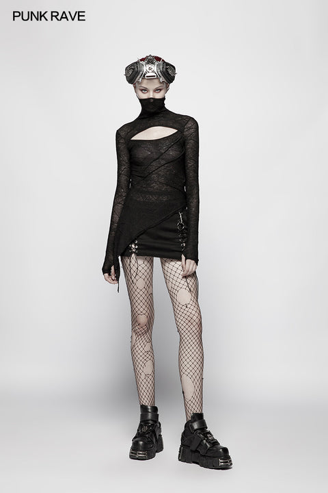 Womens Slim Punk Translucent T-Shirt