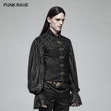 Mens Black Victorian Gothic Jacquard Vest
