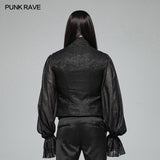 Mens Black Victorian Gothic Jacquard Vest