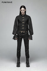 Mens Black Victorian Gothic Jacquard Vest