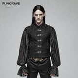 Mens Black Victorian Gothic Jacquard Vest