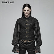 Mens Black Victorian Gothic Jacquard Vest