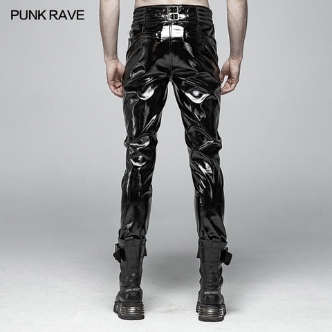 Punk Mens Glossy Patent-leather Trousers