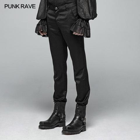 Gothic Mens Dark-textured Simple Non-stretchy Trousers