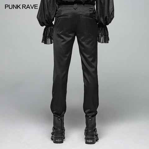 Gothic Mens Dark-textured Simple Non-stretchy Trousers