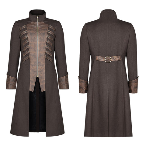 Steampunk Stand-up Collar Mid-length Coat