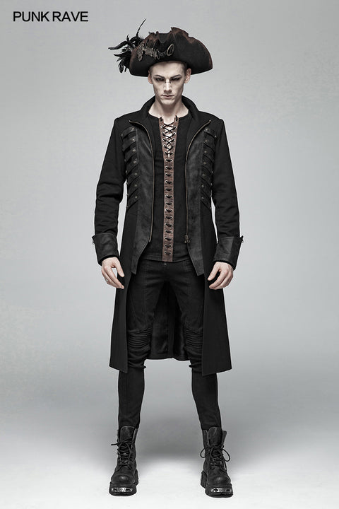 Steampunk Stand-up Collar Mid-length Coat