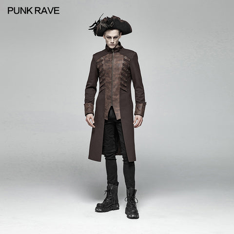 Steampunk Stand-up Collar Mid-length Coat