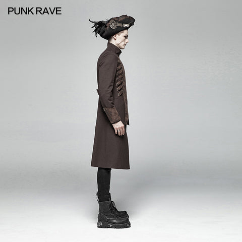 Steampunk Stand-up Collar Mid-length Coat