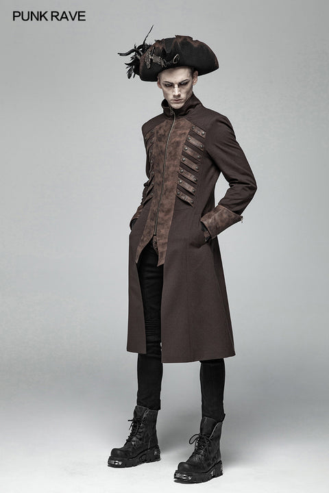 Steampunk Stand-up Collar Mid-length Coat