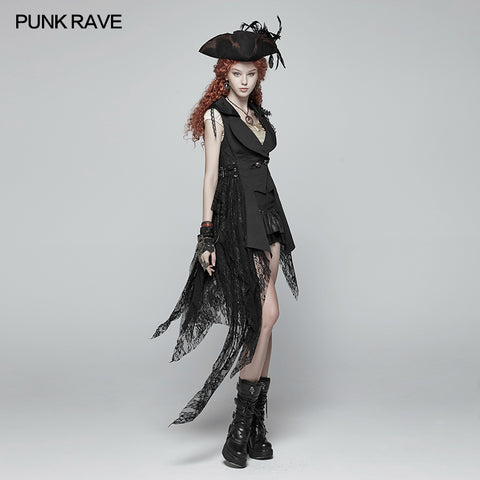Womens Dark Punk Asymmetric Vest