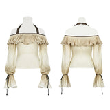 Steampunk Halter Neck Off-the-shoulder Long Sleeve T-shirt